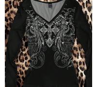 Maglietta a maniche lunghe con scollo a V, motivo a croce alare punk, adatta per donna, Ognissanti, stile Y2K, streetwear, vintage, back to school, vintage, autunno, vacanza, casual, autunno/inverno, 