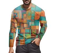 Maglietta a maniche lunghe con scollo rotondo per la moda invernale per il tempo libero come top da uomo alla moda, Colore: arancione., L