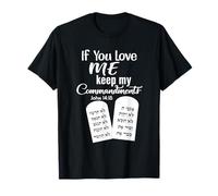 Maglietta a maniche lunghe con scritta "If You Love Me Keep My Commandments" Maglietta