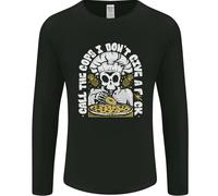 Maglietta A Maniche Lunghe Da Cucina Con Teschio Che Mangia Pizza Uomo