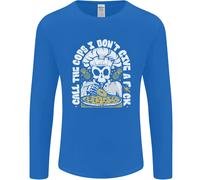 Maglietta A Maniche Lunghe Da Cucina Con Teschio Che Mangia Pizza Uomo