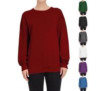 Maglietta a maniche lunghe da donna Oversize, felpa da donna corta, girocollo, t-shirt casual, tinta unita, top a metà stagione, felpa S-5 x top largo, loungewear giornaliere, abbigliamento per la