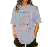 Maglietta a maniche lunghe, da donna, ragazza, personalizzata, oversize, personalizzabile, con immagine del logo sul davanti, personalizzabile, per feste, Halloween, Natale, regalo esclusivo, grigio