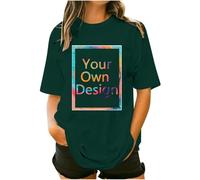 Maglietta a maniche lunghe, da donna, ragazza, personalizzata, oversize, personalizzabile, con immagine del logo sul davanti, personalizzabile, per feste, Halloween, Natale, regalo esclusivo, verde