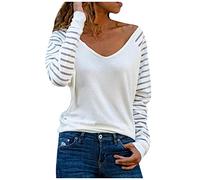 Maglietta a maniche lunghe da donna, sexy, da donna, con scollo a V, classica, casual, elegante, elegante, vestibilità slim per tutti i giorni, sottile, leggero, morbido, comodo, basic