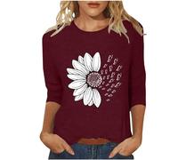 Maglietta a Maniche Lunghe Da Donna, Tunica Donna Maniche a 3/4 Scollo V Maglia Lunga Per Leggings Elasticizzato Stretch Sottogiacca Curvy Elegante Stampata Paisley Tunica Taglie Forti Comfort Camicia