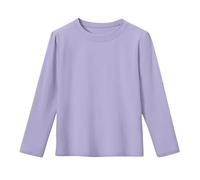 Maglietta a maniche lunghe da ragazza, basic top, tinta unita, t-shirt per bambini, casual, girocollo, tee, top, maglietta sportiva, comoda canottiera 4-14 anni, viola., 7-8 Anni