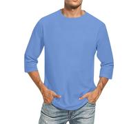 Maglietta a maniche lunghe da uomo, alla moda, basic da baseball, per il tempo libero, a maniche lunghe, comoda e sottile, colorata, slim fit, da lavoro, leggera, estiva, 06 azzurro., XXL