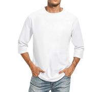 Maglietta a maniche lunghe da uomo, alla moda, basic da baseball, per il tempo libero, a maniche lunghe, comoda e sottile, colorata, slim fit, da lavoro, leggera, estiva, 04 bianco., M