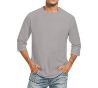 Maglietta a maniche lunghe da uomo, alla moda, basic da baseball, per il tempo libero, comoda e sottile, colorata, slim fit, da lavoro, leggera, estiva, in cotone pesante, 03 grigio, XL