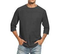 Maglietta a maniche lunghe da uomo, alla moda, basic da baseball, per il tempo libero, comoda e sottile, colorata, slim fit, da lavoro, leggera, estiva, in cotone pesante, 02 grigio scuro., XXL
