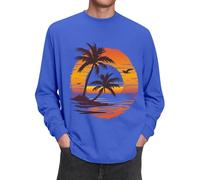 Maglietta a maniche lunghe da uomo Camicetta basic Casual Pullover a maniche lunghe Girocollo Athletic Allenamento Basic Camicie a tinta unita per sport indoor outdoor Vita quotidiana, Blu, 3XL