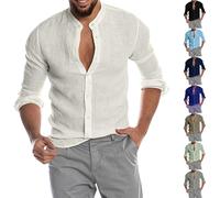 Maglietta a maniche lunghe da uomo con bottoni frontali da uomo con scollo a V lungo maglietta muscoloso T-shirt casual retrò casual leggera e rilassata top per il tempo libero Top per vacanze con