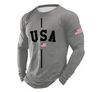 Maglietta a maniche lunghe da uomo con design stampato come abbigliamento casual per le vacanze nelle mezze stagioni, grigio., M