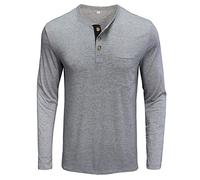 Maglietta a maniche lunghe da uomo, girocollo, slim fit, tinta unita, comoda con bottoni e tasca Elasticità top casual leggera morbida camicetta classica semplice normale camicia