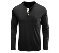 Maglietta a maniche lunghe da uomo, girocollo, slim fit, tinta unita, comoda con bottoni e tasca Elasticità top casual leggera morbida camicetta classica semplice normale camicia