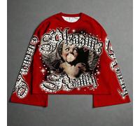 Maglietta a maniche lunghe da uomo in stile urban con stampa digitale di un angelo che soffia una bolla di chewing gum L,M,S,XL,XXLRitratto,Grafico,LetterePoliestere