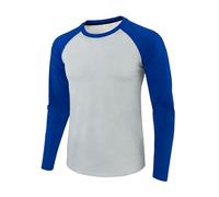 Maglietta a maniche lunghe da uomo, sottile, estiva, bicolore, patchwork, scollo rotondo, ad asciugatura rapida, estiva, casual, sport, s, XXL