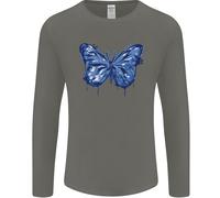 Maglietta A Maniche Lunghe Dripping Blue Butterfly Rhopalocera Uomo