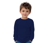 Maglietta a maniche lunghe in 100% cotone per bambini - Maglietta da cappotto per il freddo in colori confortevole, morbida, liscia ed elegante, Marino, 6 anni