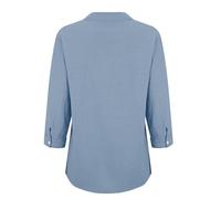 Maglietta a maniche lunghe in cotone, da donna, elegante, taglie forti, Celeste., L