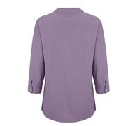 Maglietta a maniche lunghe in cotone, da donna, elegante, taglie forti, Lilla, L