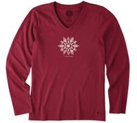 Maglietta a maniche lunghe Life is Good da donna in cotone rosso M