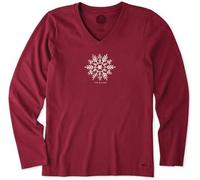 Maglietta a maniche lunghe Life is Good da donna in cotone rosso M