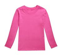 Maglietta a maniche lunghe marrone per bambini, 140 stampe solide, con scritta in lingua tedesca, rosa intenso, 8-9 Anni