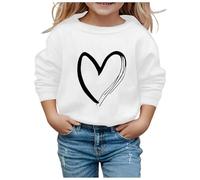 Maglietta a maniche lunghe per ragazze e bambini, in cotone, senza cappuccio, con scritta in lingua tedesca "Love", a maniche lunghe, casual, per l'inverno, bianco, 9-10 Jahre