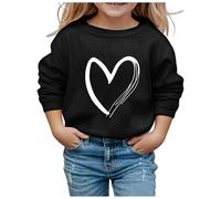 Maglietta a maniche lunghe per ragazze e bambini, in cotone, senza cappuccio, con scritta in lingua tedesca "Love", a maniche lunghe, casual, per l'inverno, Nero , 9-10 Jahre
