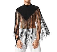 Maglietta a rete da uomo, sexy, a rete, con muscoli, trasparente, a maniche corte, a rete, da uomo, con collo alto, con nappa, A-1 nero., XL