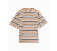 Carhartt WIP - T-shirt in Cotone - S/S Zane T-Shirt Zane Stripe Peanut per Uomo in Cotone - Taglia S - Beige