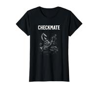 Maglietta a Scacchi per Ragazzi con Pezzi degli Scacchi e scacco Matto Maglietta, Donna, Nero, S