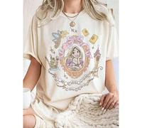 Maglietta a stampa di moda Disney, con stampa reversibile del Sogno dello Specchio Magico della Principessa Rapunzel, adatta per uso quotidiano, facile da indossare in estate, micro-elastica, morbida
