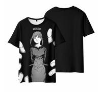 Maglietta a tema anime manga Chainsaw Man Makima, maglietta stampata in 3D utilizzata per fan di Chainsaw-man, cosplay o regalo, Nero , L