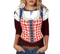 Maglietta a tunica da donna con scollo rotondo, maniche a tre quarti, taglio largo, ideale per tutti i giorni, feste, vacanze, feste, viaggi, primavera, abbinabile a jeans, pantaloni in tessuto o