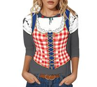 Maglietta a tunica da donna con scollo rotondo, maniche a tre quarti, taglio largo, ideale per tutti i giorni, feste, vacanze, feste, viaggi, primavera, abbinabile a jeans, pantaloni in tessuto o