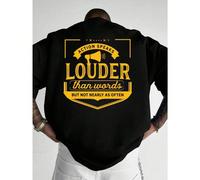 Maglietta Action Speaks Louder con stampa sul retro, nuova maglietta estiva da uomo in cotone 220g con scollo rotondo e stampa sul retro (1 pezzo) T-shirt da uomo a maniche corte e scollo tondo, casua