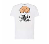 Maglietta Addio al Celibato - "collione che sta per sposarsi", bianca 3XL