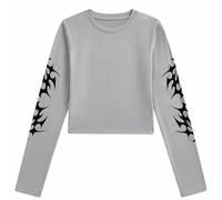 Maglietta aderente a maniche lunghe con stampa di spine per donna SHEIN X Shutterstock SHEIN X potenzia la creatività fornendo a stilisti, artisti e marchi un accesso senza precedenti alla nostra cate