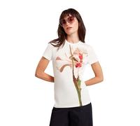 Maglietta Aderente Stampata MEELIEE, Rosa Nudo, S