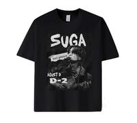 Maglietta Agust-D SUGA Min Yoon Gi Magliette K-pop For Fan Uomini Donne(Color:Black-b,Size:4XL)