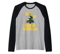 Maglietta Albero di Natale Gamer Ho Ho Hold My Controller Maglia con Maniche Raglan