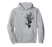 Maglietta Albero e Uccello Natura Grafica Nera Felpa con Cappuccio