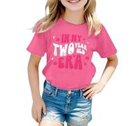 Maglietta alla moda con scollo rotondo e maniche corte per un look casual quotidiano in primavera, Colore: rosa., 10-11 Anni