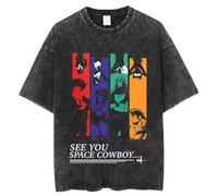 Maglietta Anime Cowboy Spike Bebop Uomo Hip Hop Streetwear Spike Spiegel Tshirt Lavata Nera Maglietta Vintage