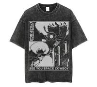 Maglietta Anime Cowboy Spike Bebop Uomo Hip Hop Streetwear Spike Spiegel Tshirt Lavata Nera Maglietta Vintage