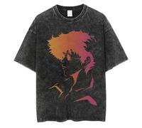 Maglietta Anime Cowboy Spike Bebop Uomo Hip Hop Streetwear Spike Spiegel Tshirt Lavata Nera Maglietta Vintage