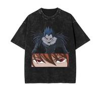 Maglietta Anime Death L Lawliet Note Notebook in Cotone Lavato con Stampa del Personaggio Merch Anime